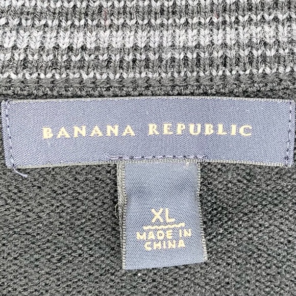 Banana Republic XL Mens Black 100% Wool Quarter Zip Sweater Excellent Condition - Picture 4 of 7